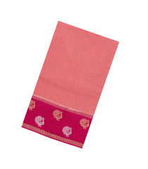 Peach Woven Blended Viscose Saree With Contrast Border-BL5534