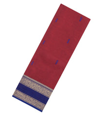 Crimson Woven Chettinad Cotton Saree With Buttas & Contrast Border-CN1919