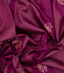 Magenta Handloom Kanchipuram Silk Saree With Stripes & Floral Motifs-KA14094