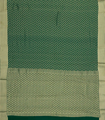 Dark Green Woven Mysore Silk Saree With Chevron Stripes-MS3520