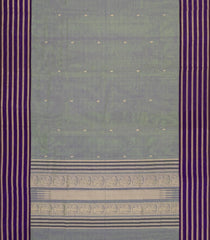 Grey Handloom Silk Cotton Saree With Buttas & Contrast Border-SC4434