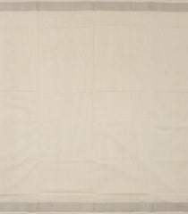 Off White Handloom Kerala Cotton Saree With Silver Zari Border-KEC1064