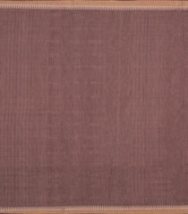 Dark Brown Woven Tussar Silk Saree With Floral Motifs & Contrast Border-TU3544