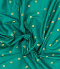 Sea Green Handloom Gadwal Silk Saree With Buttas & Contrast Temple Border-GA0304
