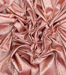 Baby Pink Woven Silk Saree With Meena Floral Motifs & Hand Embroidered Selvage-EN1701