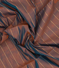 Brown Handloom Silk Cotton Saree With Veldari Stripes-SC4413