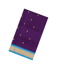 Dark Magenta Handloom Silk Cotton Saree With Buttas & Contrast Border-SC4464