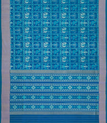 Cyan Handloom Pochampally Ikat Silk Saree With Tie & Dye Motifs -IK0416
