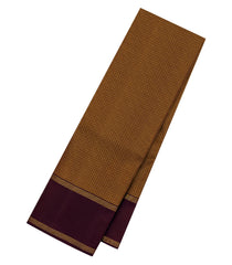 Light Brown Handloom Kanchipuram Silk Saree With Checks-KA14701