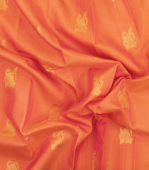 Peach Handloom Korvai Kanchipuram Silk Saree With Peacock Buttas-KA15495