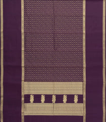 Dark Purple Handloom Kanchipuram Silk Saree With Zari Checks-KA15188