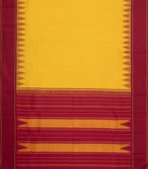 Mustard Handloom Korvai Kanchipuram Silk Saree With Contrast Silk Border-KA16814