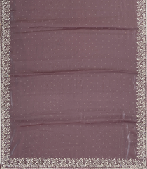 Lilac Woven Satin Saree With Embroidered Mirror Work Motifs-EN1810