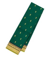 Dark Green Handloom Kanchipuram Silk Saree With Buttas-KA15242