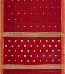 Red Handloom Maheswari Silk Cotton Saree With Floral Buttas & Zari Border-SC4845
