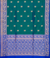 Sea Green Handloom Banarasi Silk Saree With Meena Bird Buttas-BE1460