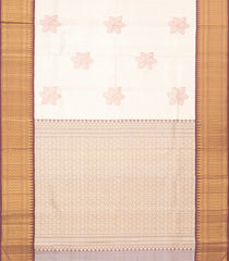 Off White Handloom Korvai Kanchipuram Tissue Silk Saree With Floral Motifs-KA13611