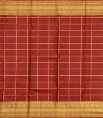 Maroon Handloom Kanchipuram Silk Saree With Zari Checks & Buttas-KA15872