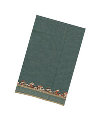 Shadow Green Woven Chirala Cotton Saree With Printed Border & Pallu-CR1363