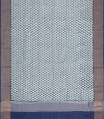 Steel Blue Printed Chanderi Cotton Saree With Zari Border-CC1509