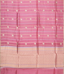Peach Woven Pure Banarasi Organza Silk Saree With Stripes & Buttas-KS1153