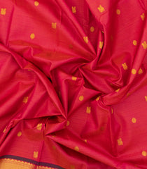 Red Handloom Kanchipuram Silk Saree With Vairaoosi Stripes & Buttas-KA14002