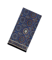 Indigo Printed Modal Silk Saree With Sequin Motifs-PS0751