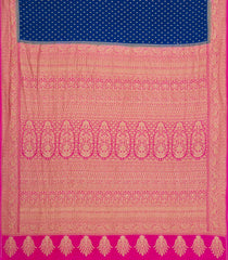 Blue Handloom Banarasi Khaddi Georgette Silk Saree With Contrast Border-BE1803