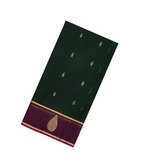 Bottle Green Handloom Silk Cotton Saree With Buttas-SC4531