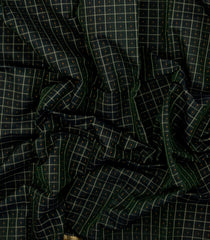 Bottle Green Handloom Kanchi Cotton Saree With Checks & Dots-KC1758