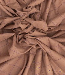 Dusty Peach Woven Kadapa Cotton Saree With Checks & Contrast Border-KN0673