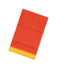 Red Handloom Silk Cotton Saree With Stripes & Contrast Pallu-SC3720
