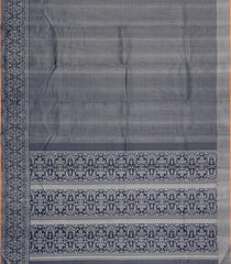 Grey Handloom Kanchipuram Silk Saree With Dotted Zari Motifs-KA14549