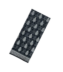 Black Printed Jaipur Cotton Saree With Floral Motifs-JC1476