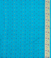 Turquoise Woven Art Dupion Saree With Tie & Dye Motifs-BL5866