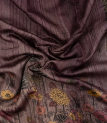Lilac Woven Tussar Silk Saree With Printed Floral Motifs-TU3085