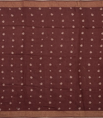 Brown Printed Tussar Silk Saree With Floral Motifs In Border-TU3676