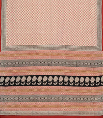 Taupe Printed Jaipur Cotton Saree With Floral Motifs-JC1661