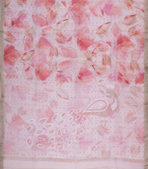 Baby Pink Printed Chiffon Silk Saree With Floral Border-PS0768