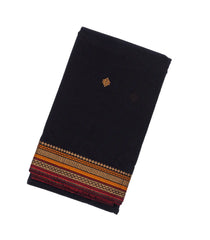 Black Handloom Kanchi Cotton Saree With Diamond Buttas