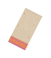 Taupe Handloom Bengal Cotton Saree With Meena Buttas-BG1555