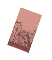 Peach Printed Synthetic Linen Saree with Jhalar-BL5343