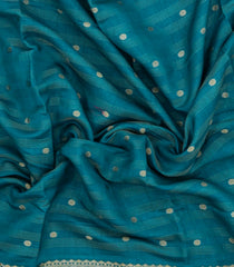 Cyan Printed Synthetics Dola Saree Zari Stripes & Buttas-BL5282