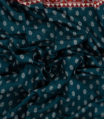 Blue Printed Blended Cotton Saree With Zari Border-BL5674