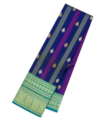 Multi Colour Handloom Korvai Kanchipuram Silk Saree With Stripes & Buttas-KA15764