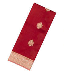Red Woven Banarasi Poona Silk Saree With Zari Buttas & Contrast Border-BP1027