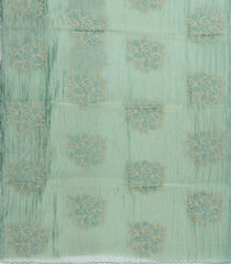 Turquoise Embroidered Synthetic Crushed Tissue Saree With Floral Motifs-SY0592
