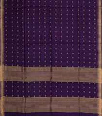 Dark Purple Woven Tussar Silk Saree With Floral Motifs & Contrast Border-TU3549