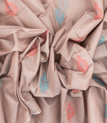 Baby Pink Handloom Silk Cotton Saree Floral Motifs & Contrast Pallu-SC3659
