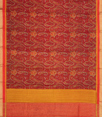 Crimson Woven Pure Silk Saree With Printed Floral Motifs-PS0658